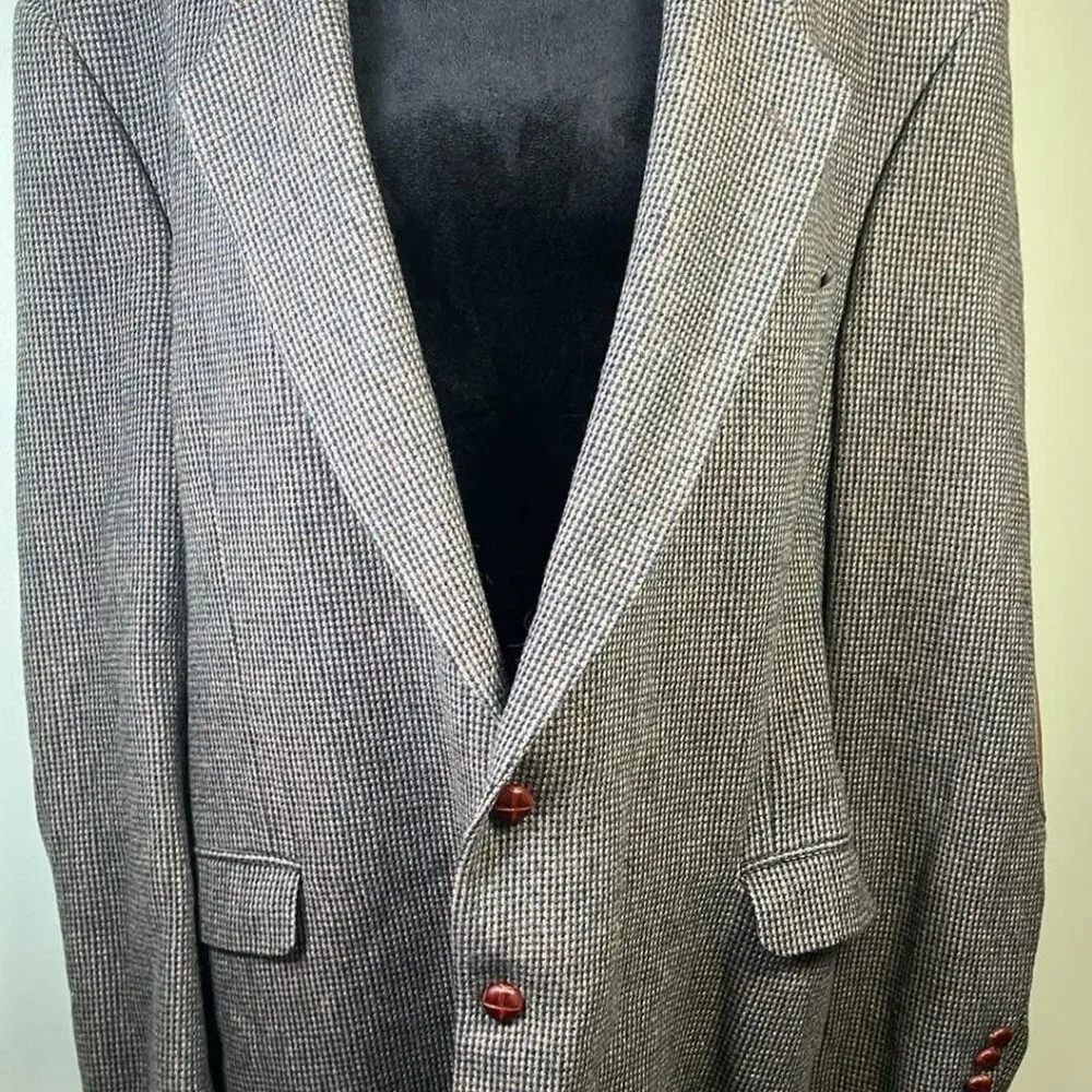 JD Christopher Lambswool Blend Sports Coat 48L W/Elbow Pads and‎ Leather Buttons
